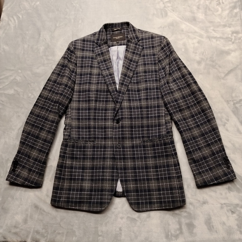 Banana Republic Jacket Mens 38R Blue Plaid Tailored Fit Blazer Sport Coat
